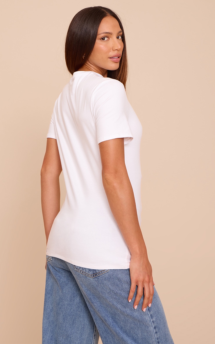 Tall White Cotton Tie Detail Oversized T Shirt image 2