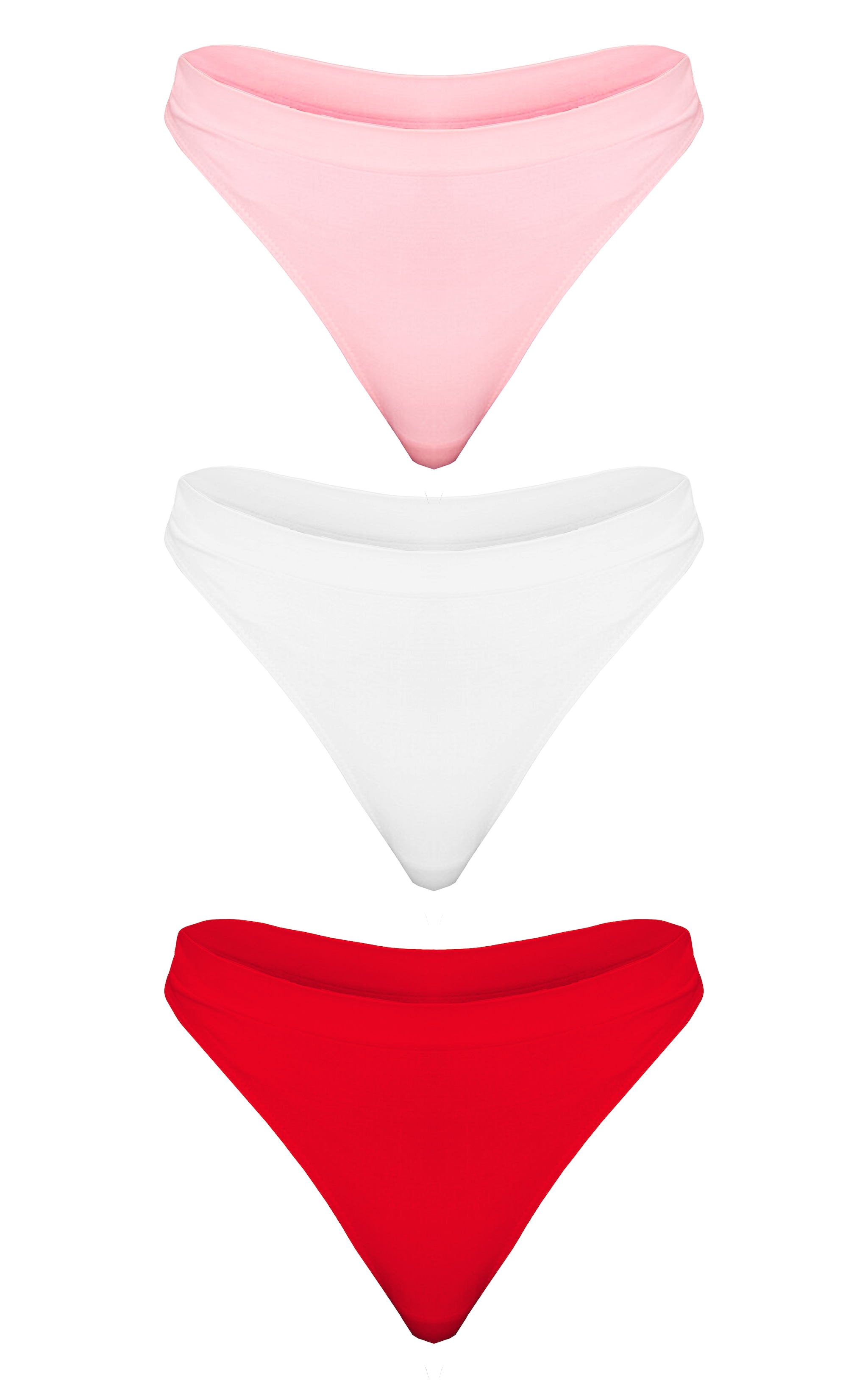 Pink Multi Pack of 3 Seamless Thongs image 1