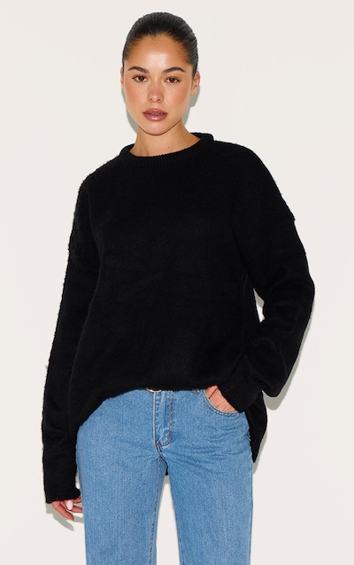Black Soft Knit Oversized Jumper