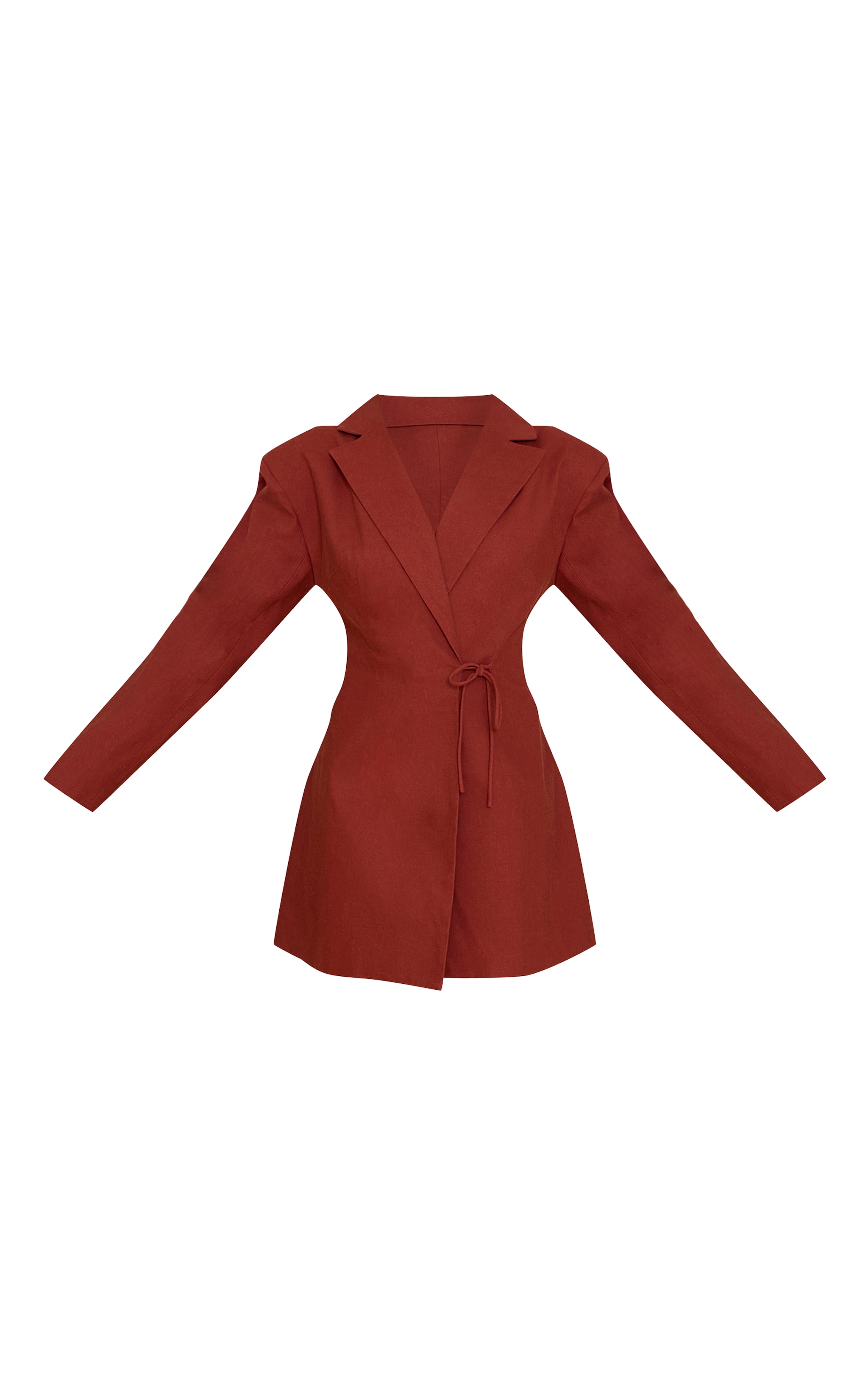 Robe blazer en lin mélangé rouille noué à boutons image 5