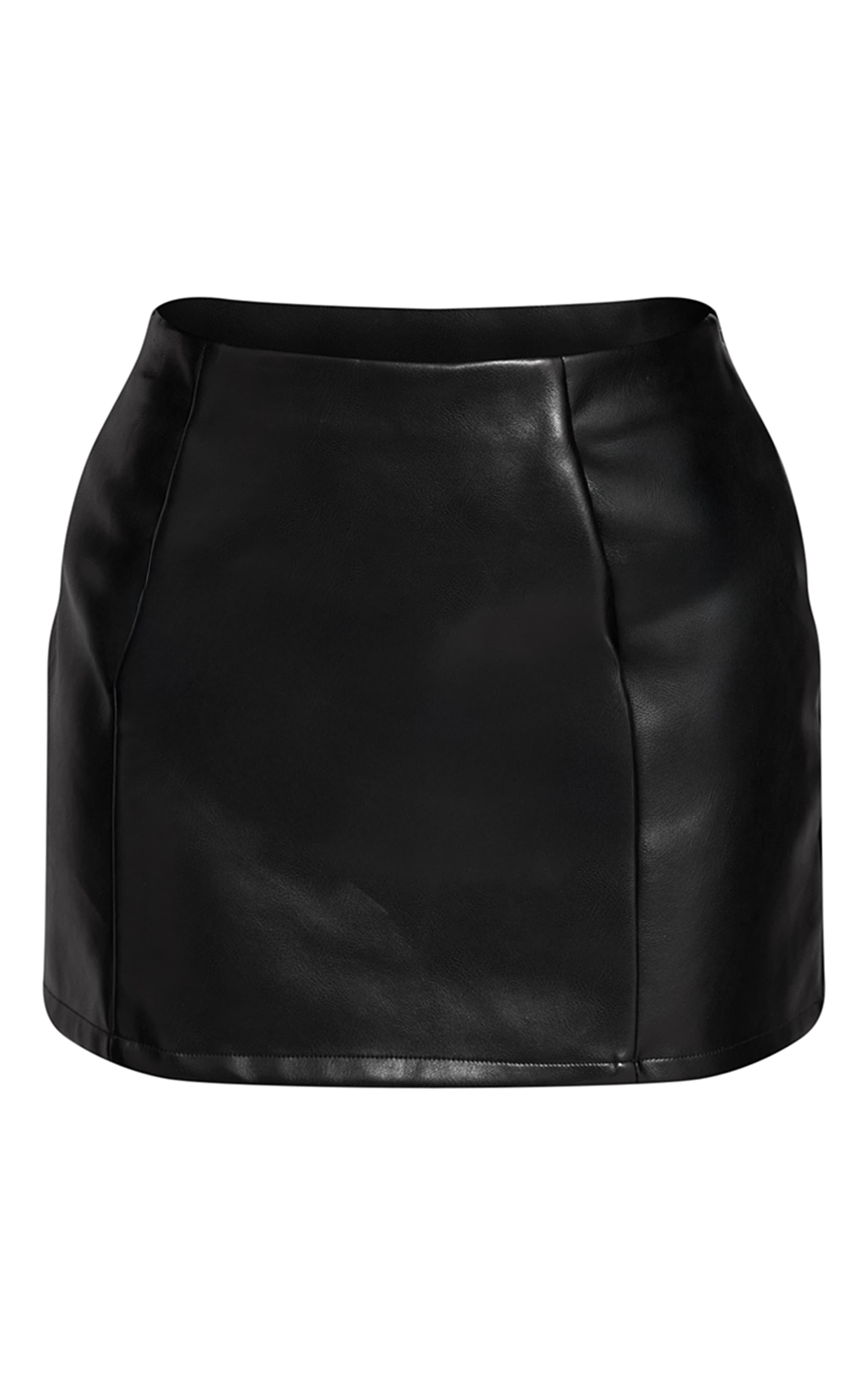 Shape Black Mid Rise Faux Leather Mini Skirt image 6