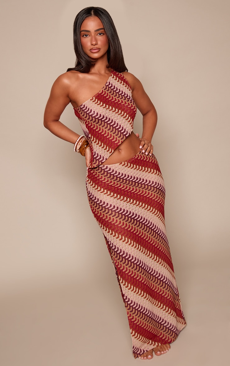Petite Multi Stripe Woven Column Maxi Skirt