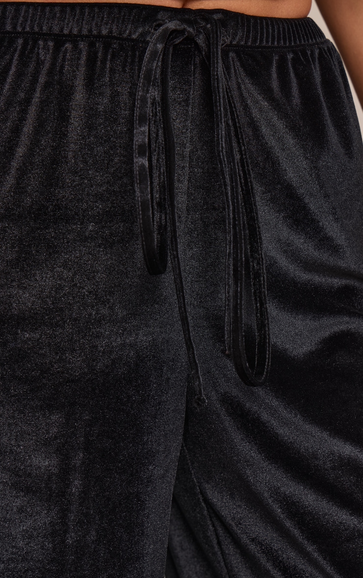 Black Velvet Drawstring Pants image 4