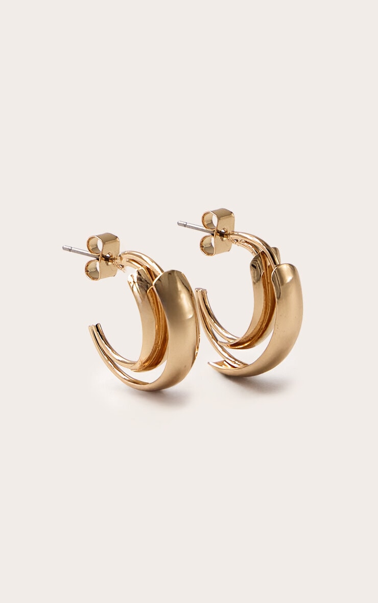 Gold Smooth Layered Spaced Hoops
