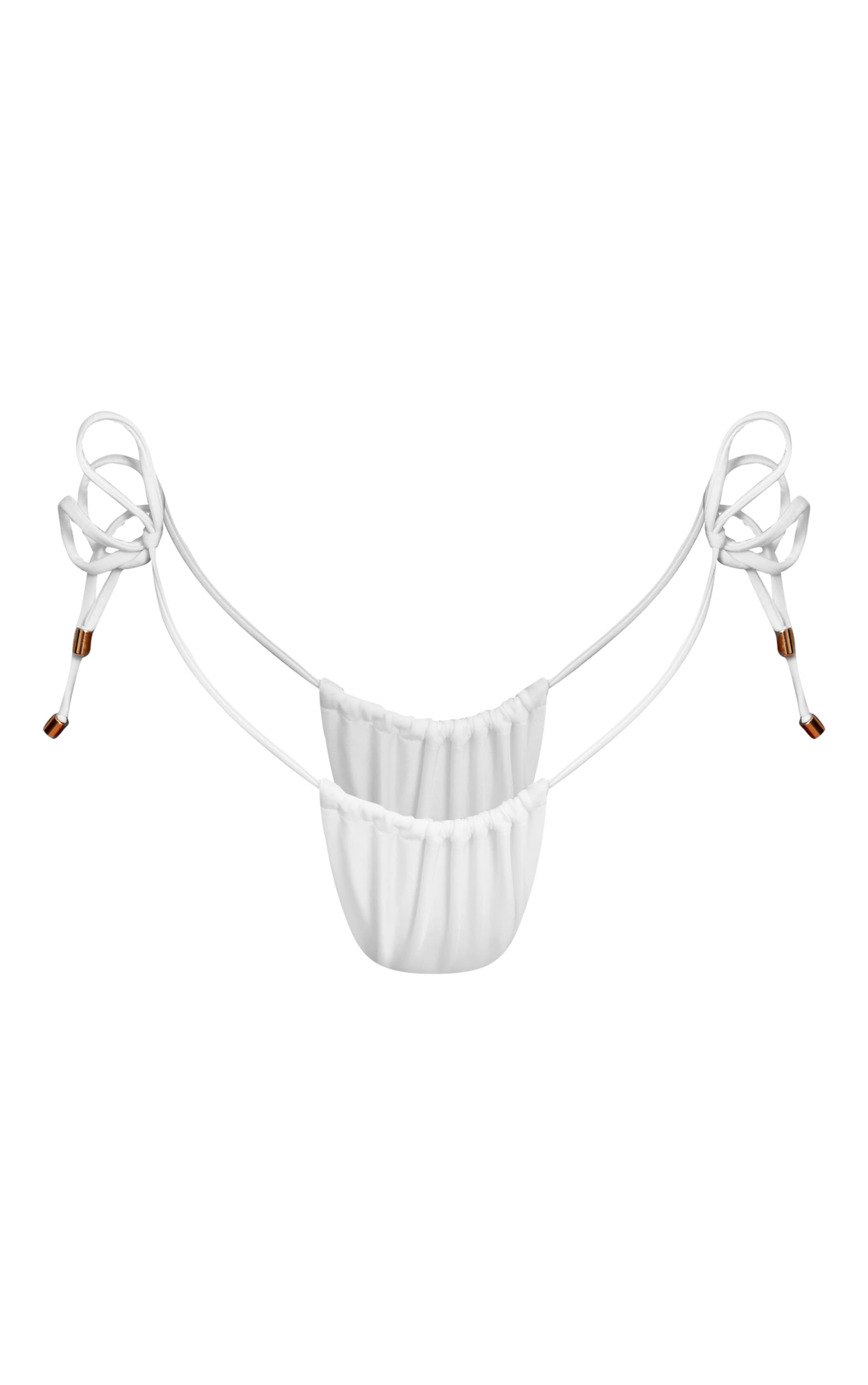 Cream Ruched Front Tie Side Bikini Bottoms image 5