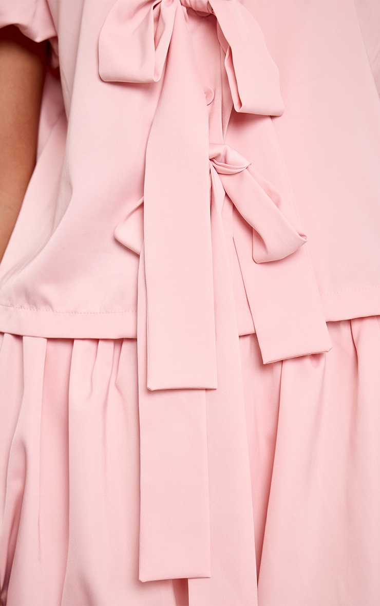 Baby Pink Puffball Bow Tie Up Short Pyjamas image 4