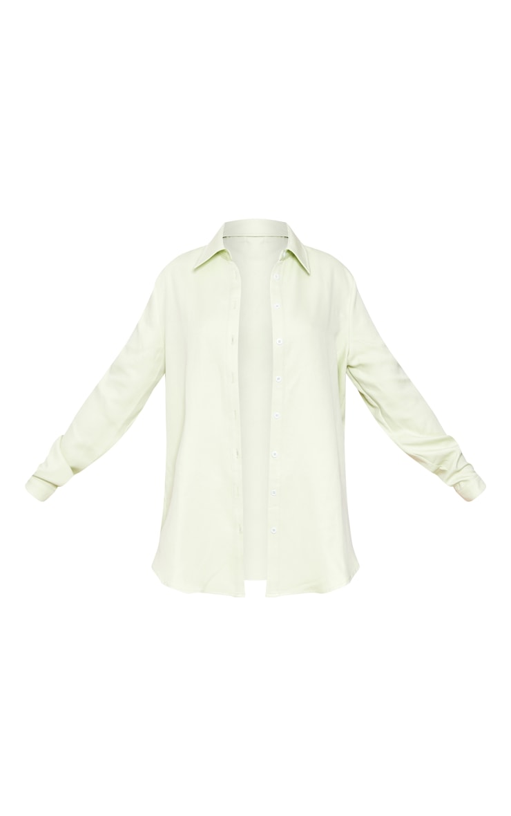 Pastel Green Long Sleeve Oversized Shirt PrettyLittleThing