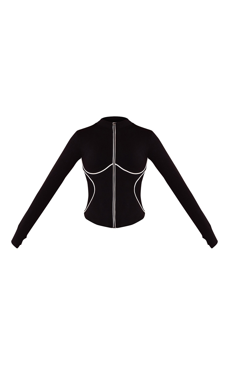 Black Seamless Contrast Seam Jacket image 5