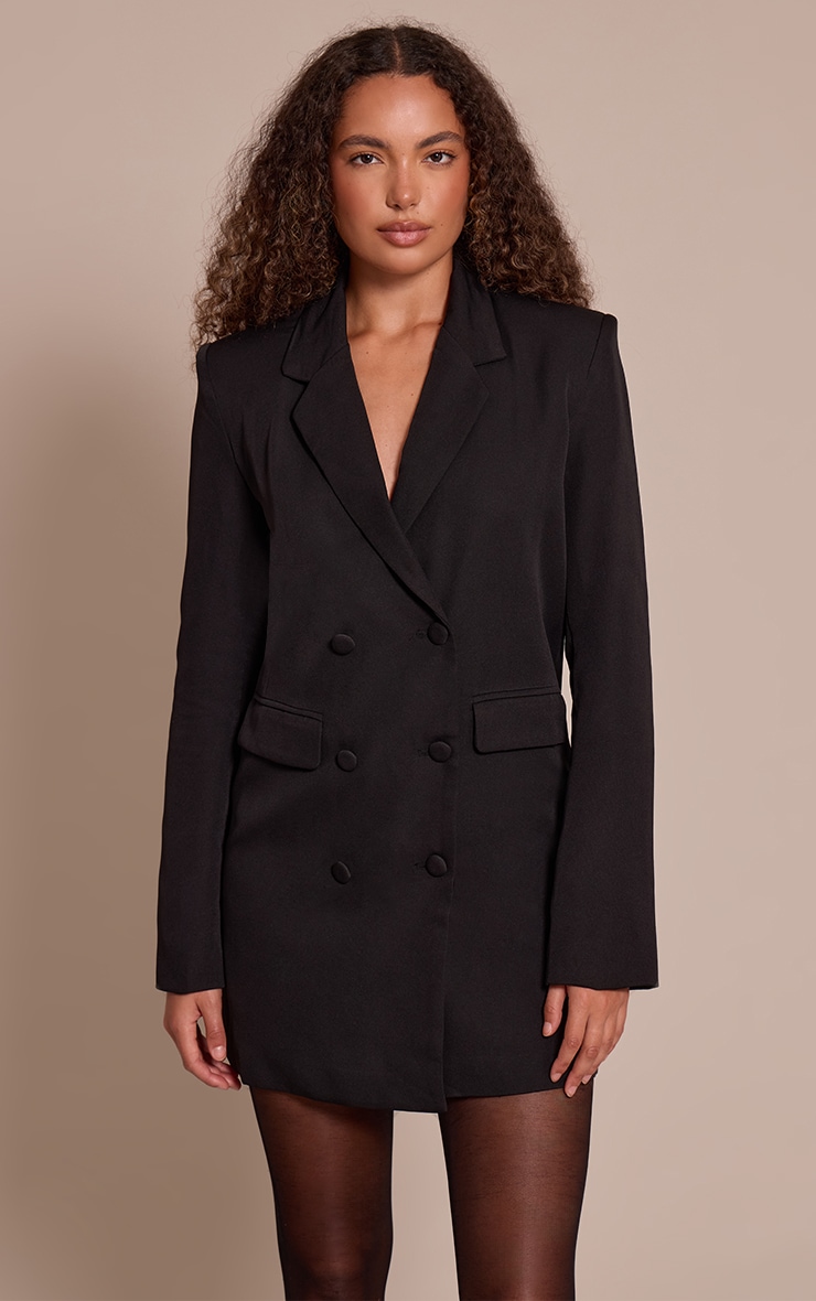 Tall  Black Oversized Blazer Dress image 1