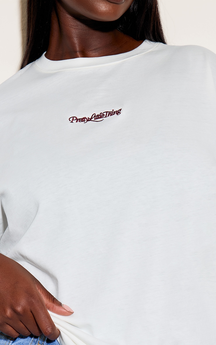 Plus Cream Prettylittlething Oversized T-Shirt image 4