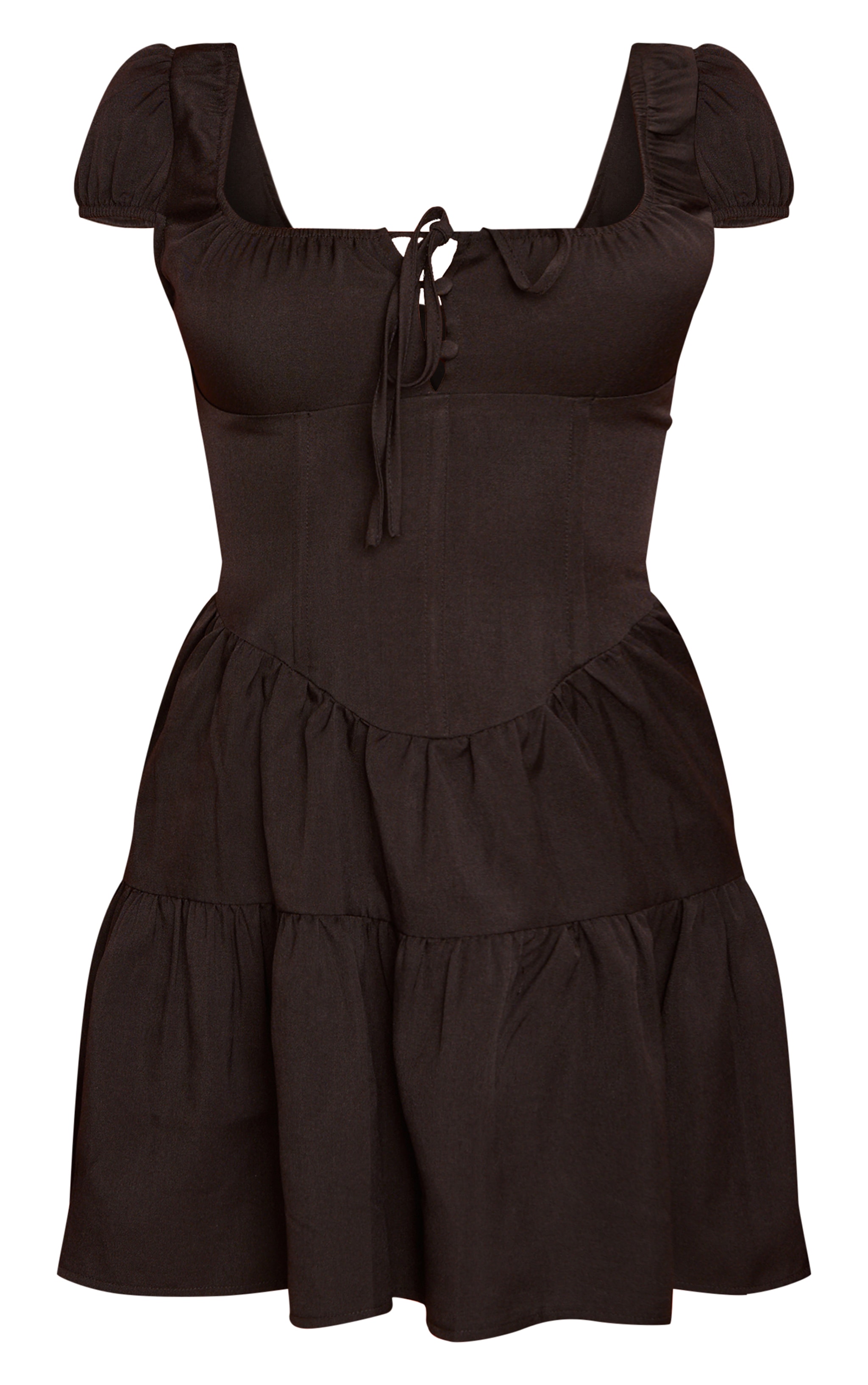 Black Corset Detail Tie Shift Dress | Dresses