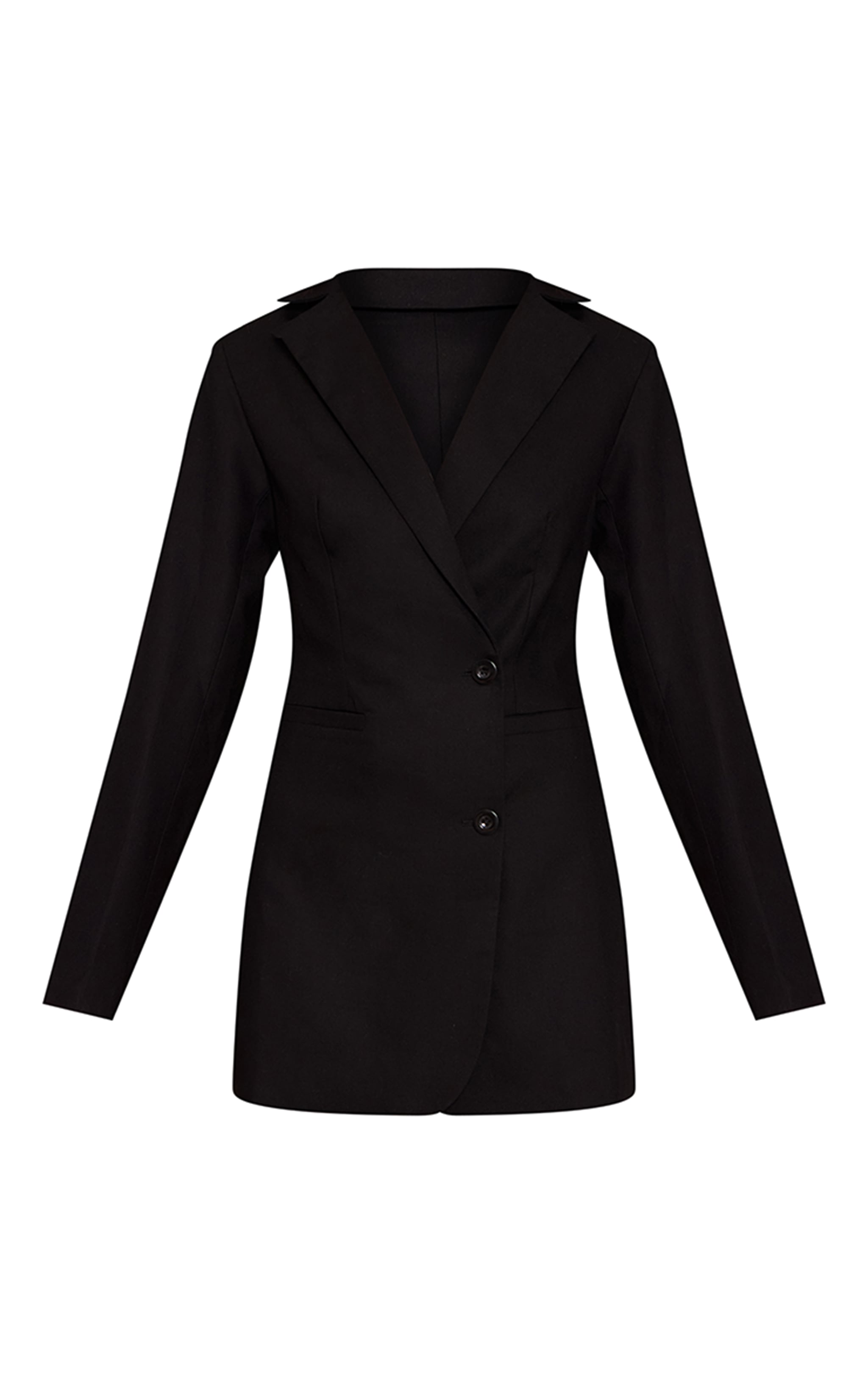 Black Woven Tailored Long Sleeve Blazer Dress image 5