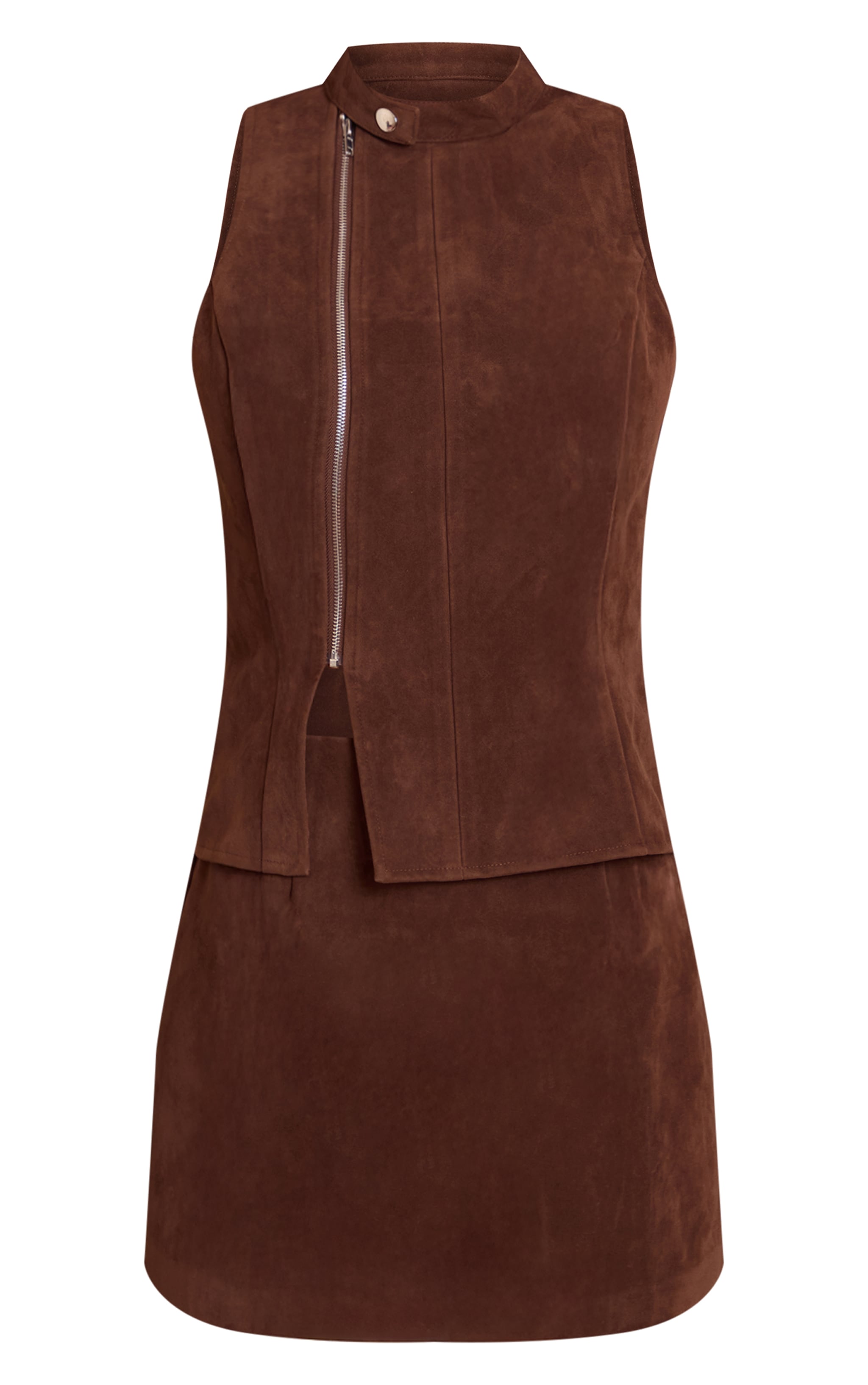 Mini robe en suédine chocolat à zip image 5