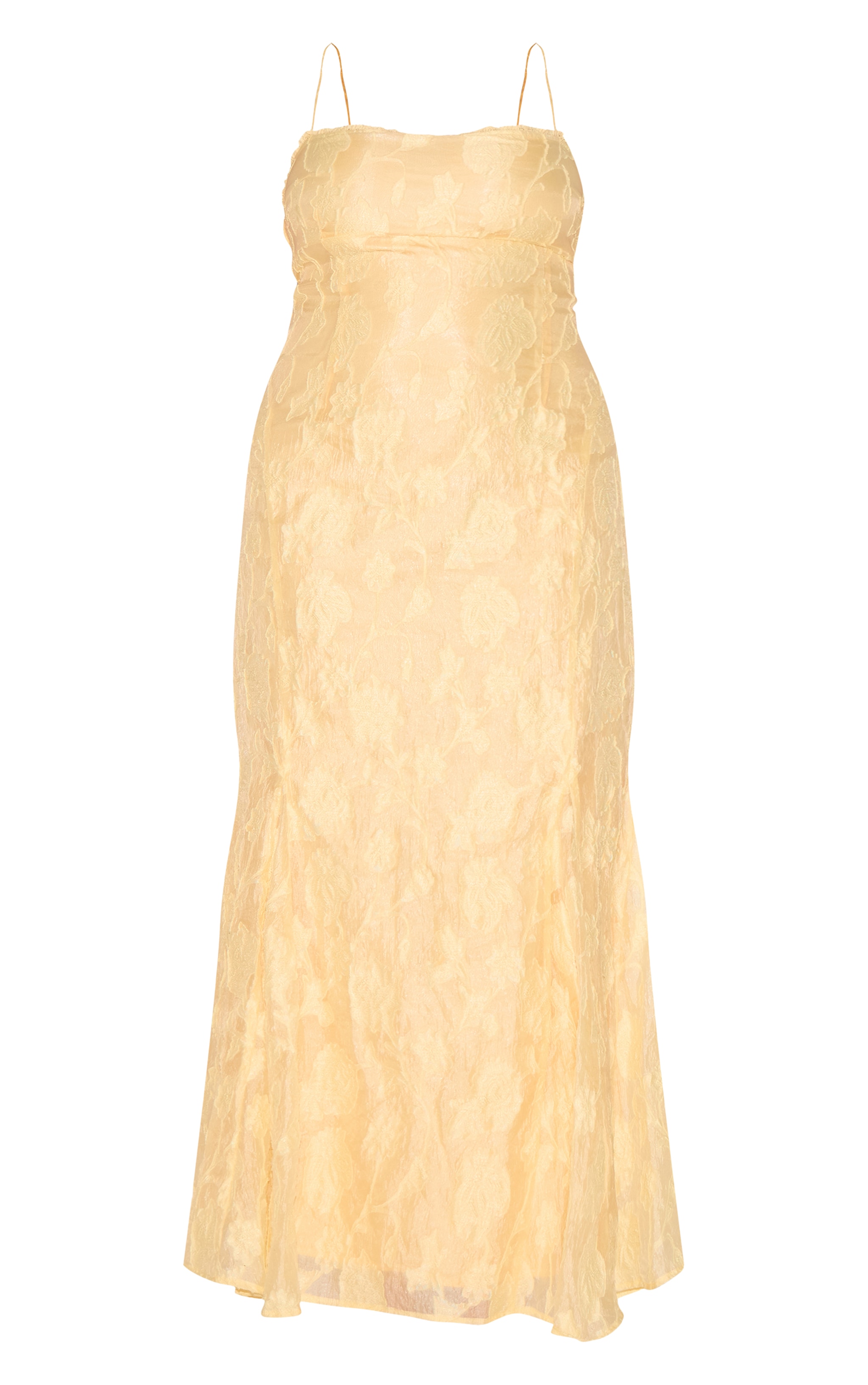 Plus Robe longue texturée jaune citron à dos lacé image 5