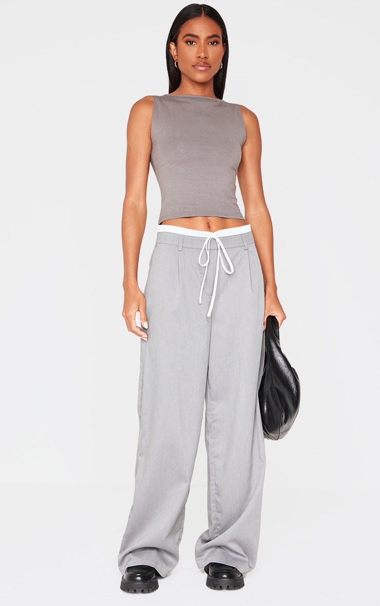 Charcoal Modal Cotton Boatneck Long Top image 3