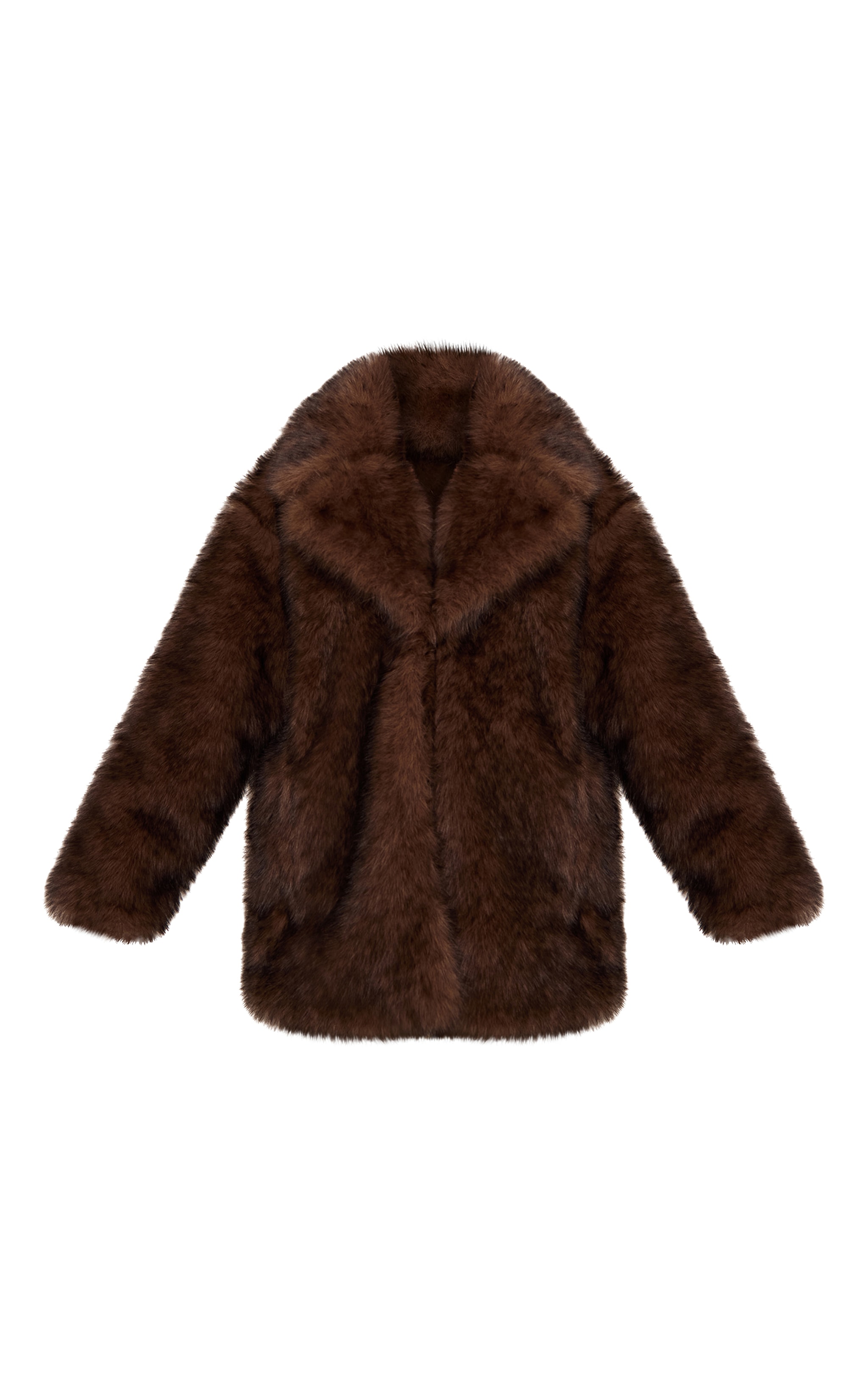 Plus Chocolate Oversized Midi Faux Fur Coat image 5