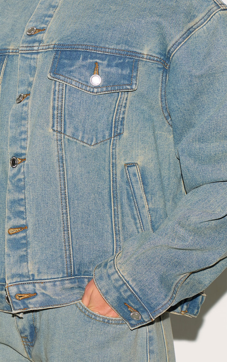 Vintage Blue Oversized Classic Denim Jacket image 4