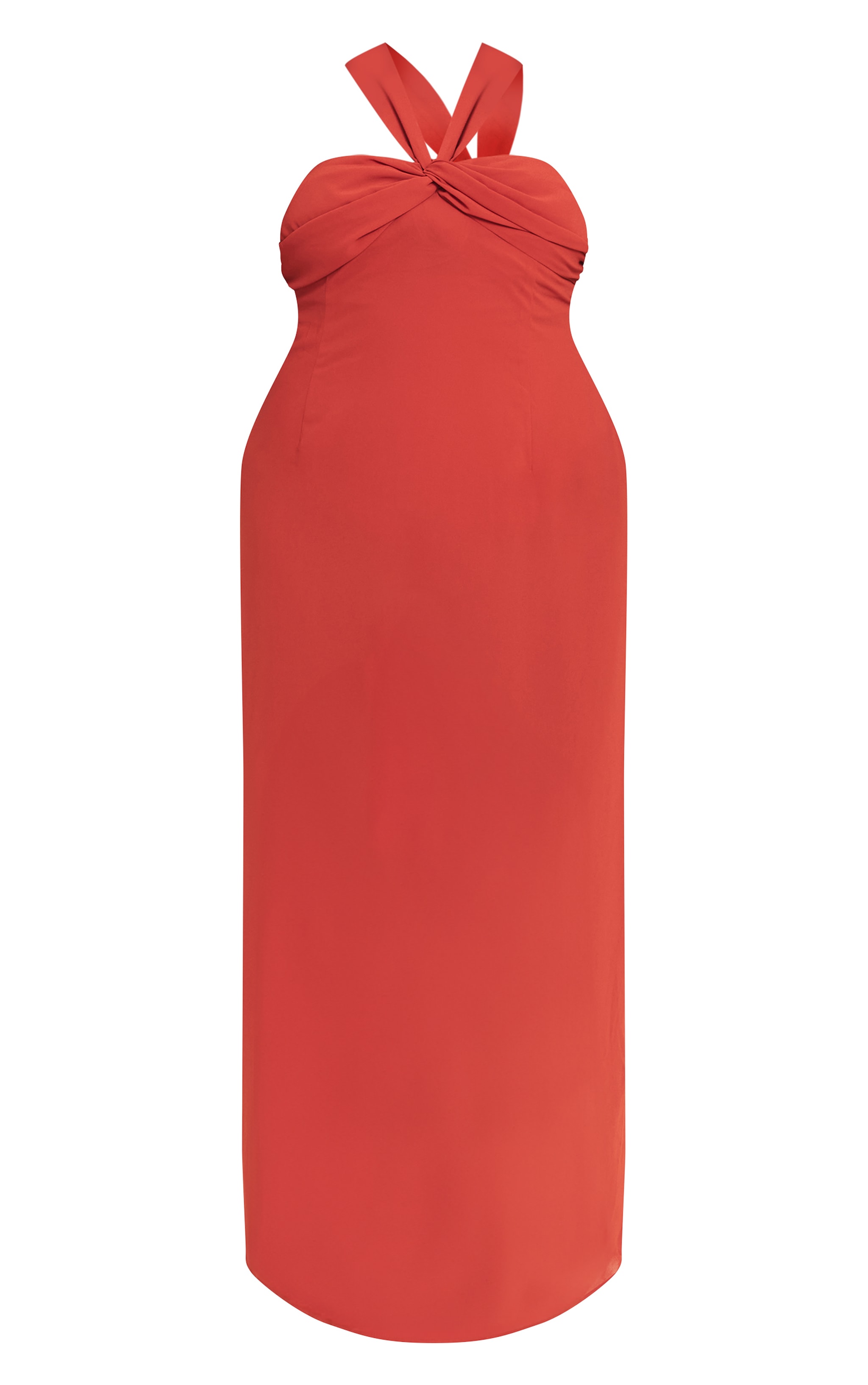 Plus Rust Ruched Chiffon Maxi Beach Dress image 5