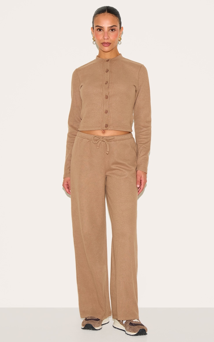 Petite Taupe Super Soft Button Down Long Sleeve Top image 3