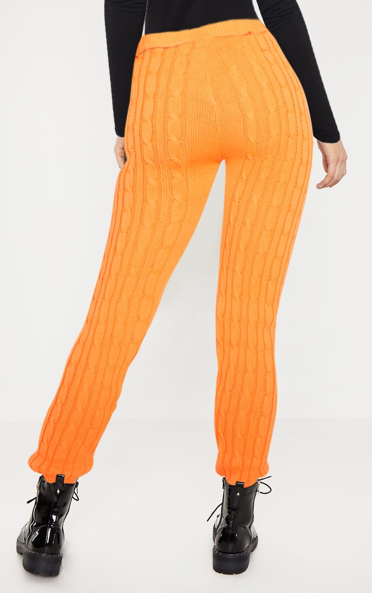 Bright Orange Cable Knit Jumper & Legging Set PrettyLittleThing