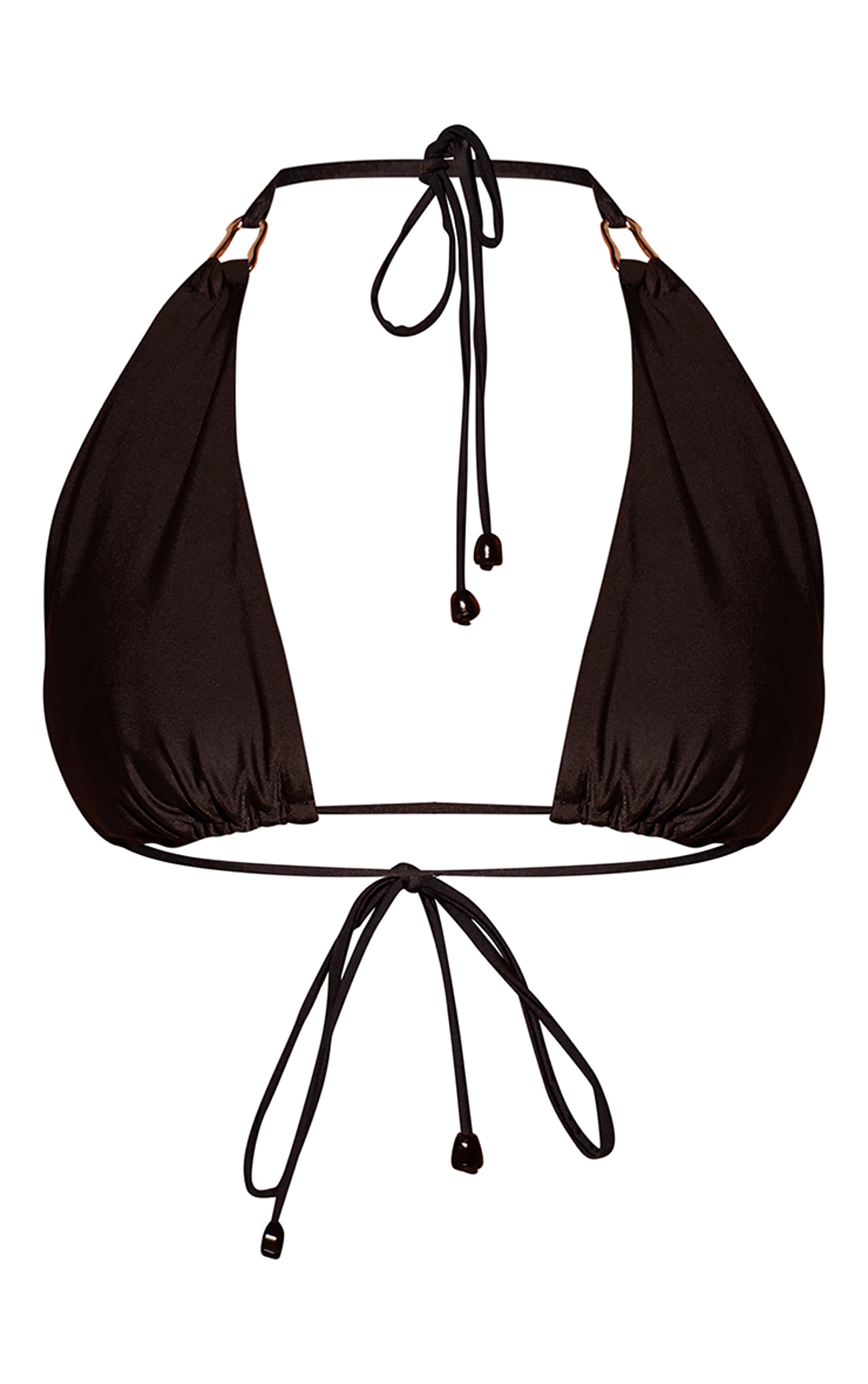 Black High Apex Curve Trim Triangle Bikini Top image 5