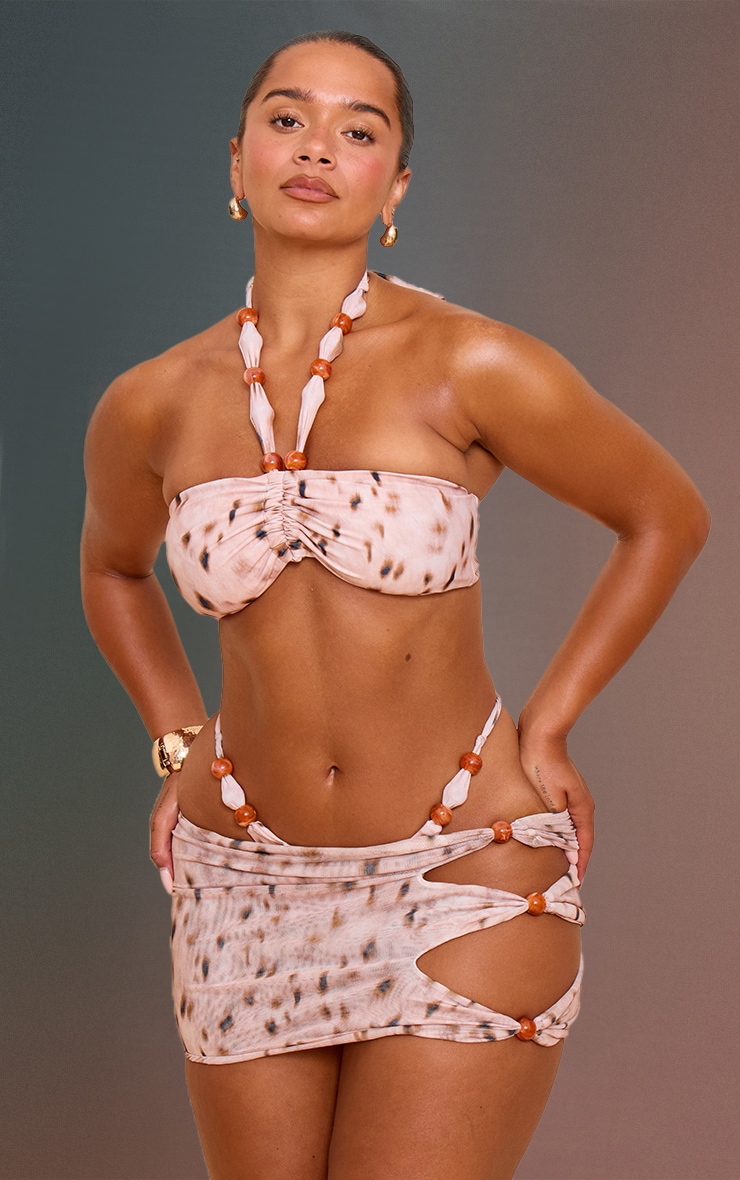 Shape Stone Animal Print Beaded Mesh Mini Skirt image 4