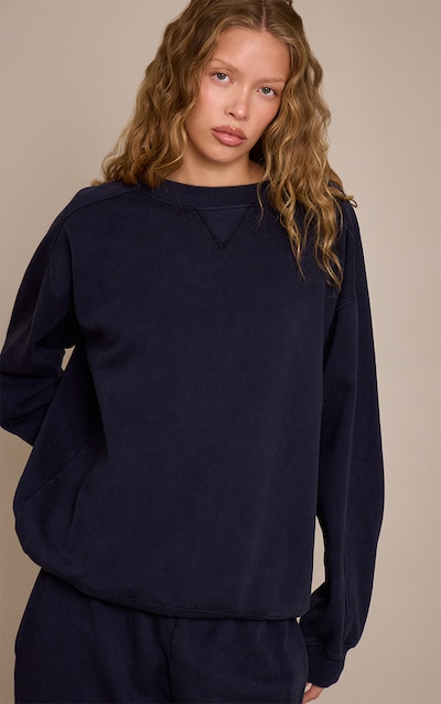 Navy Acid Washed Cross Stitch Sweatshirt