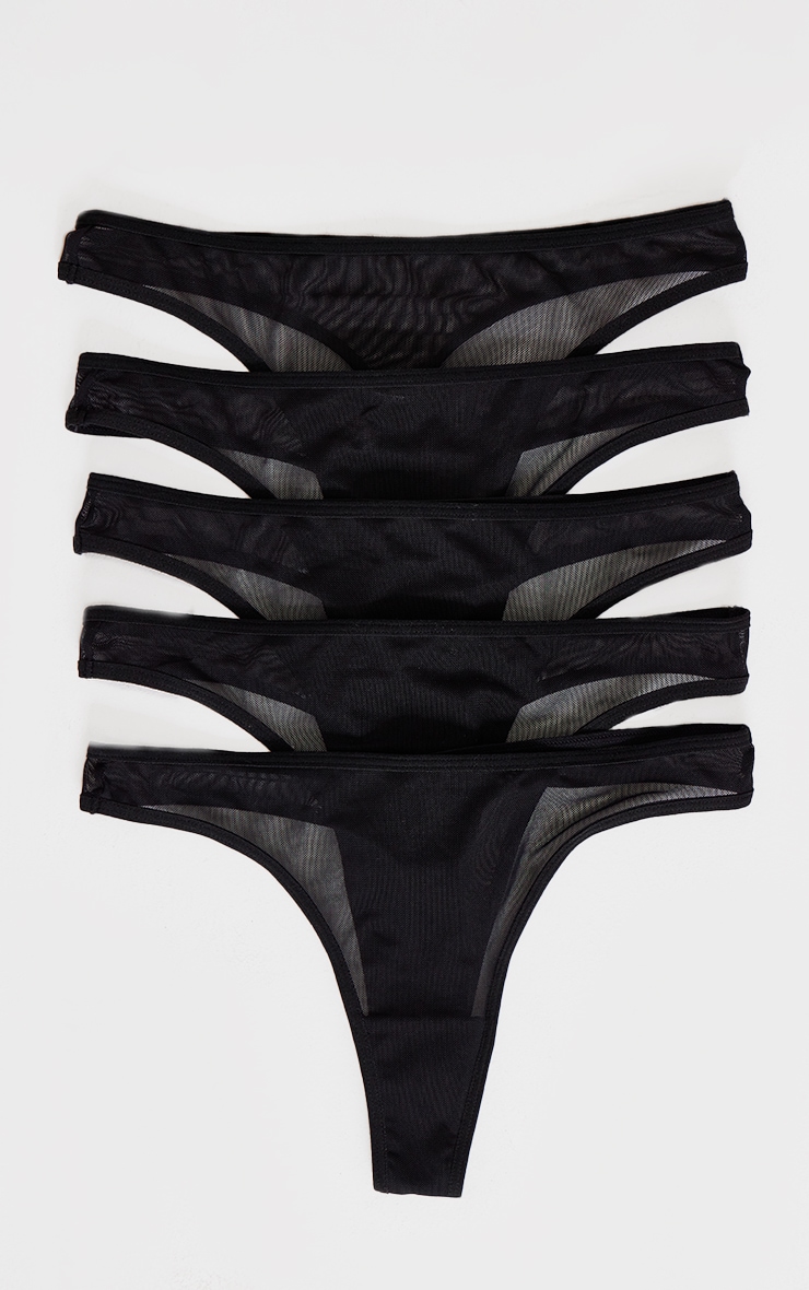 Lot de 5 strings basiques en mesh noir image 3