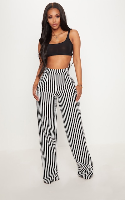 Shape Black Striped Wide Leg Trousers