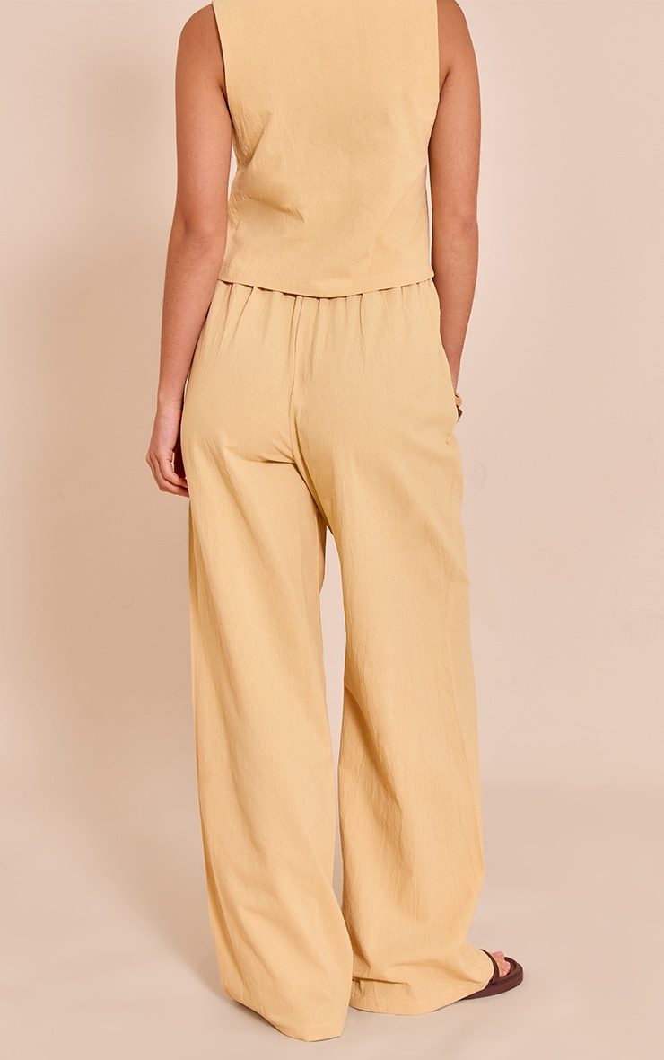 Butter Yellow Tailored Linen Look Draw String Wide Leg Pant image 3