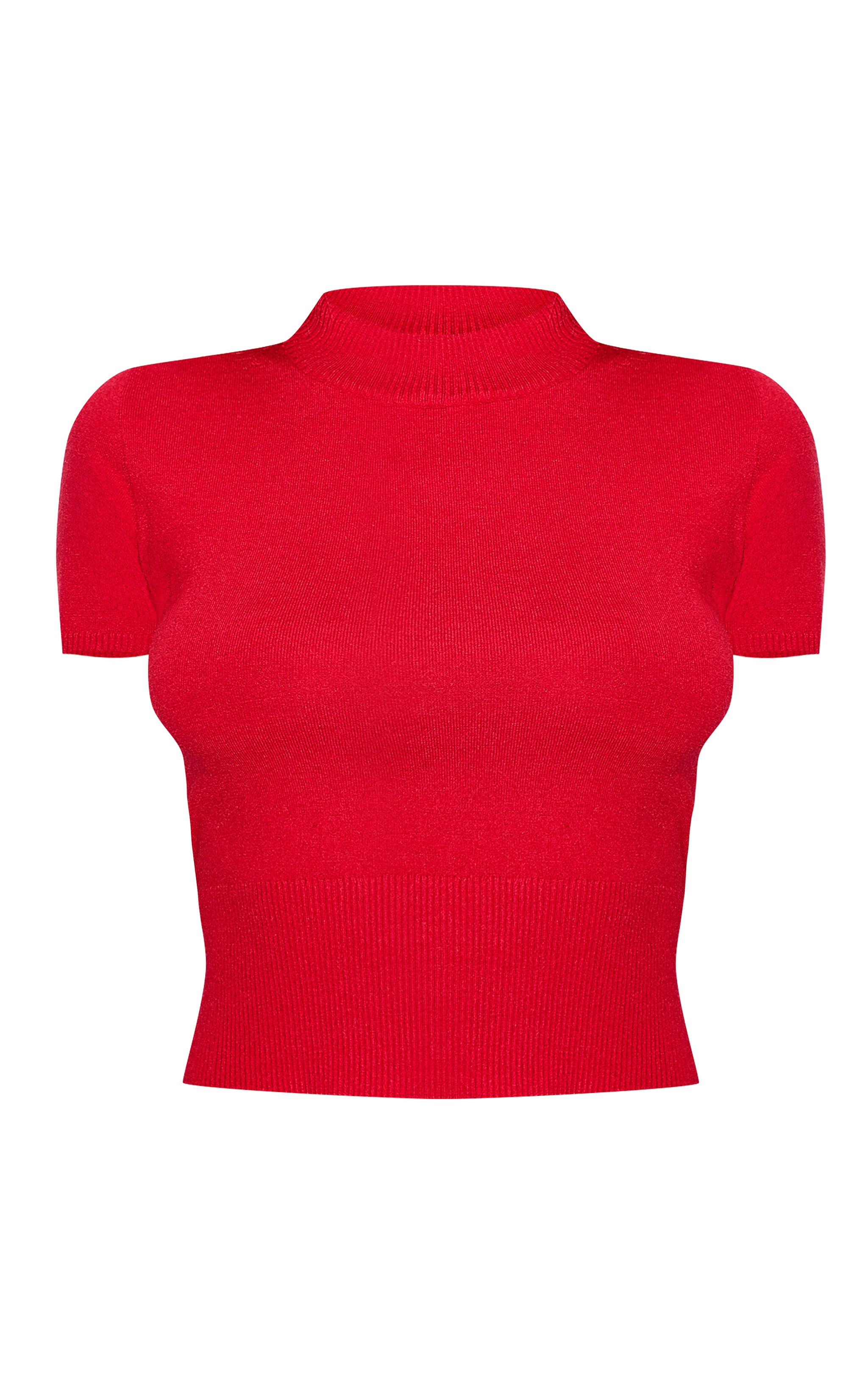 T-shirt basique en maille tricot rouge image 5
