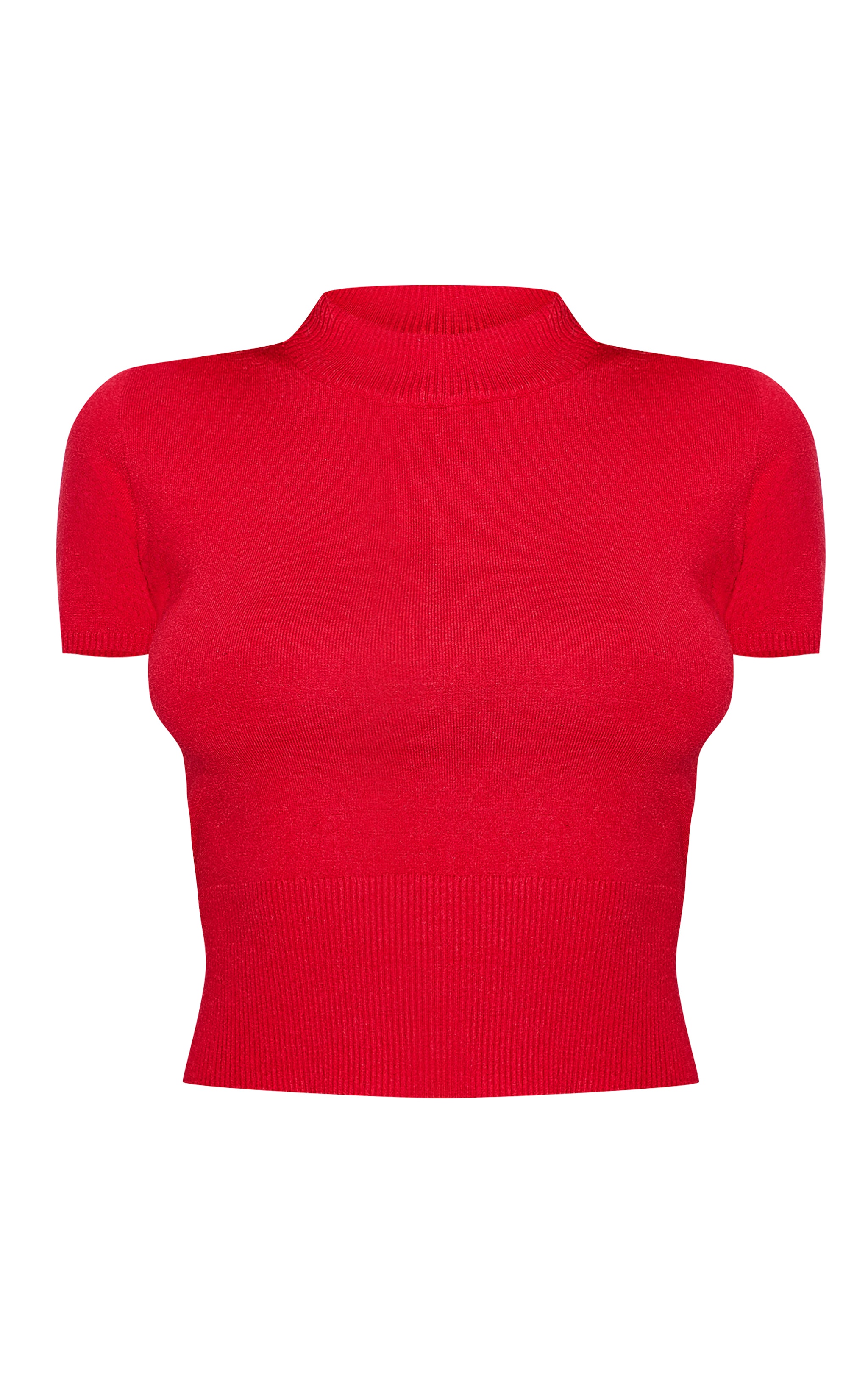 Red Basic Knit T Shirt image 5