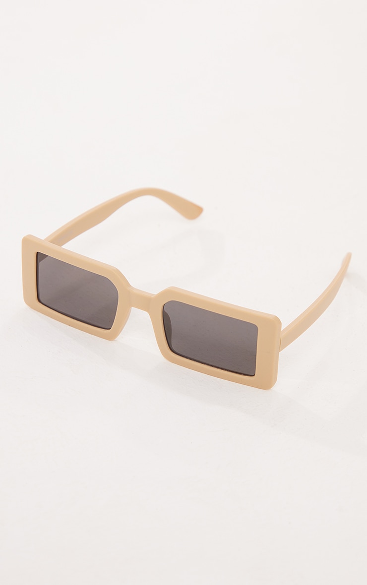Lunettes de soleil à monture carrée fine sable clair image 2