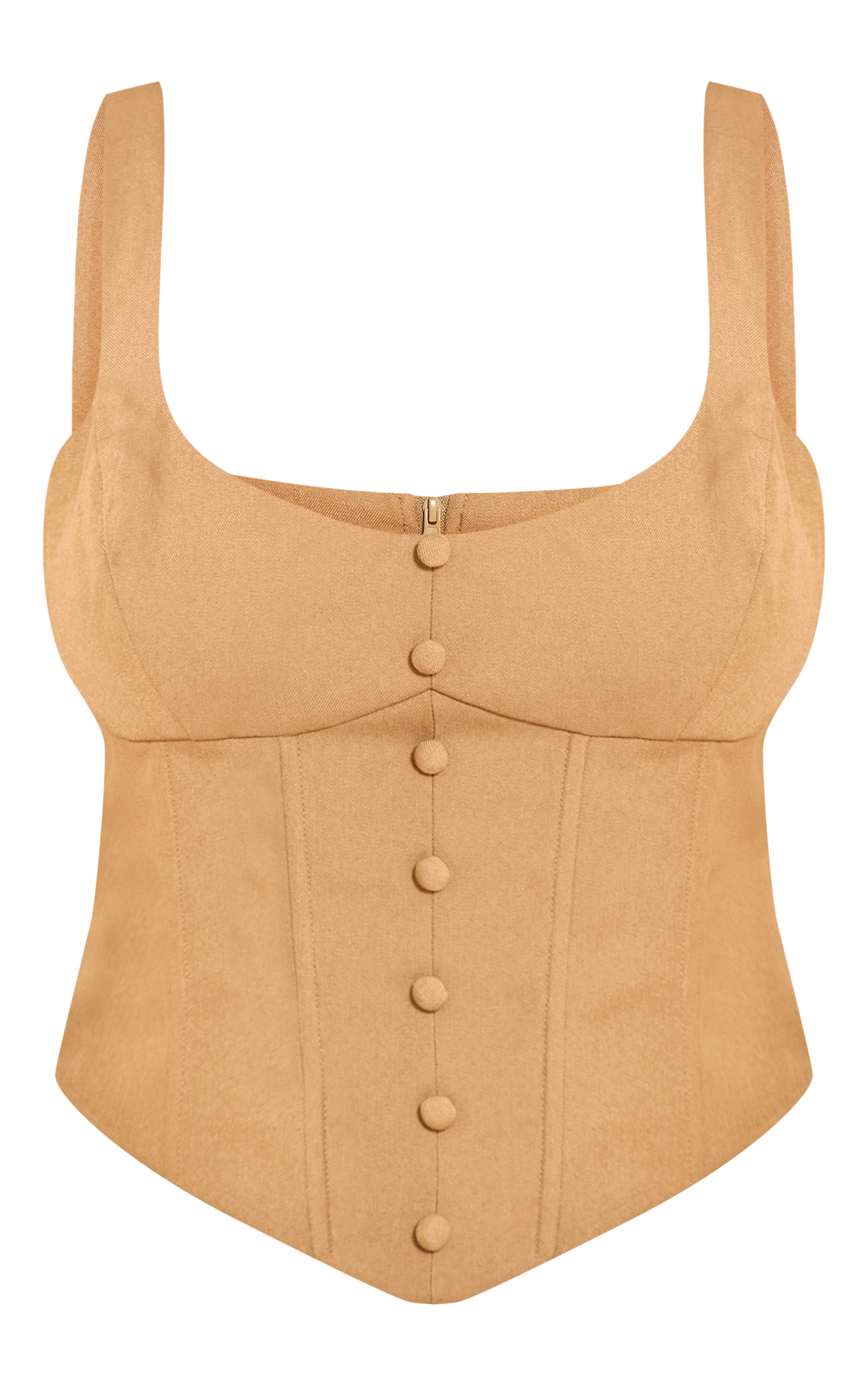 Shape Top corset vert olive à col rond et boutons devant image 5