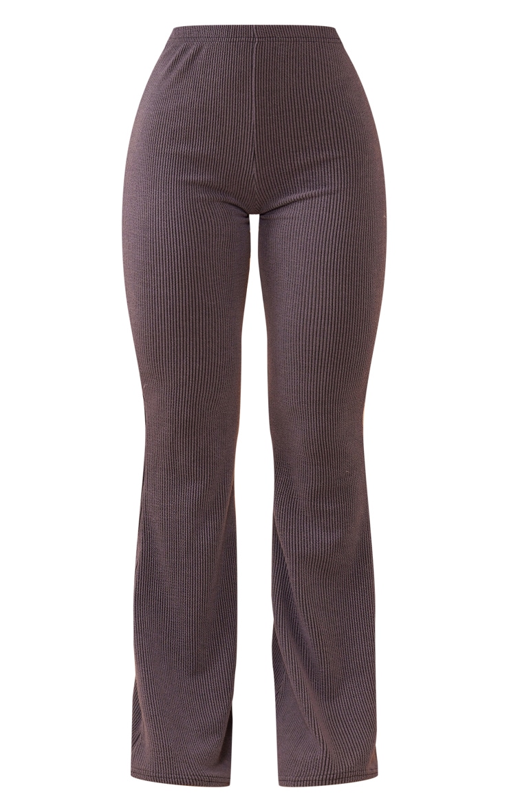 Pantalon flare côtelé bicolore gris anthracite à taille haute image 5