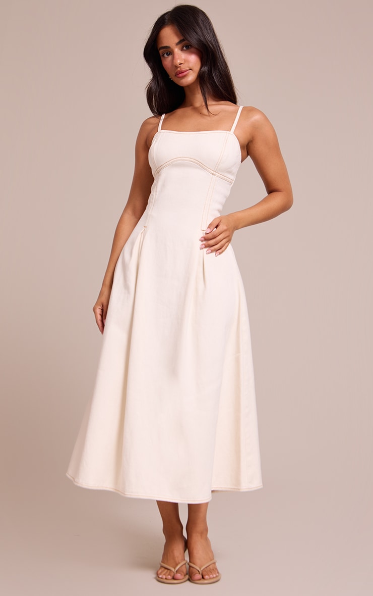 Petite Ecru Denim Skater Dress