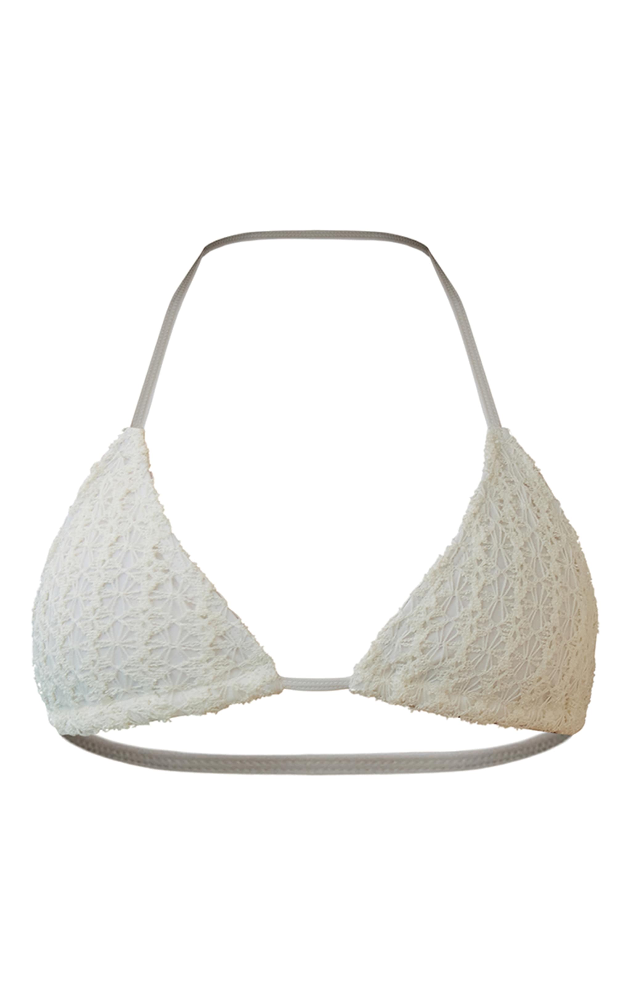 Cream Crochet Overlay Triangle Bikini Top image 5