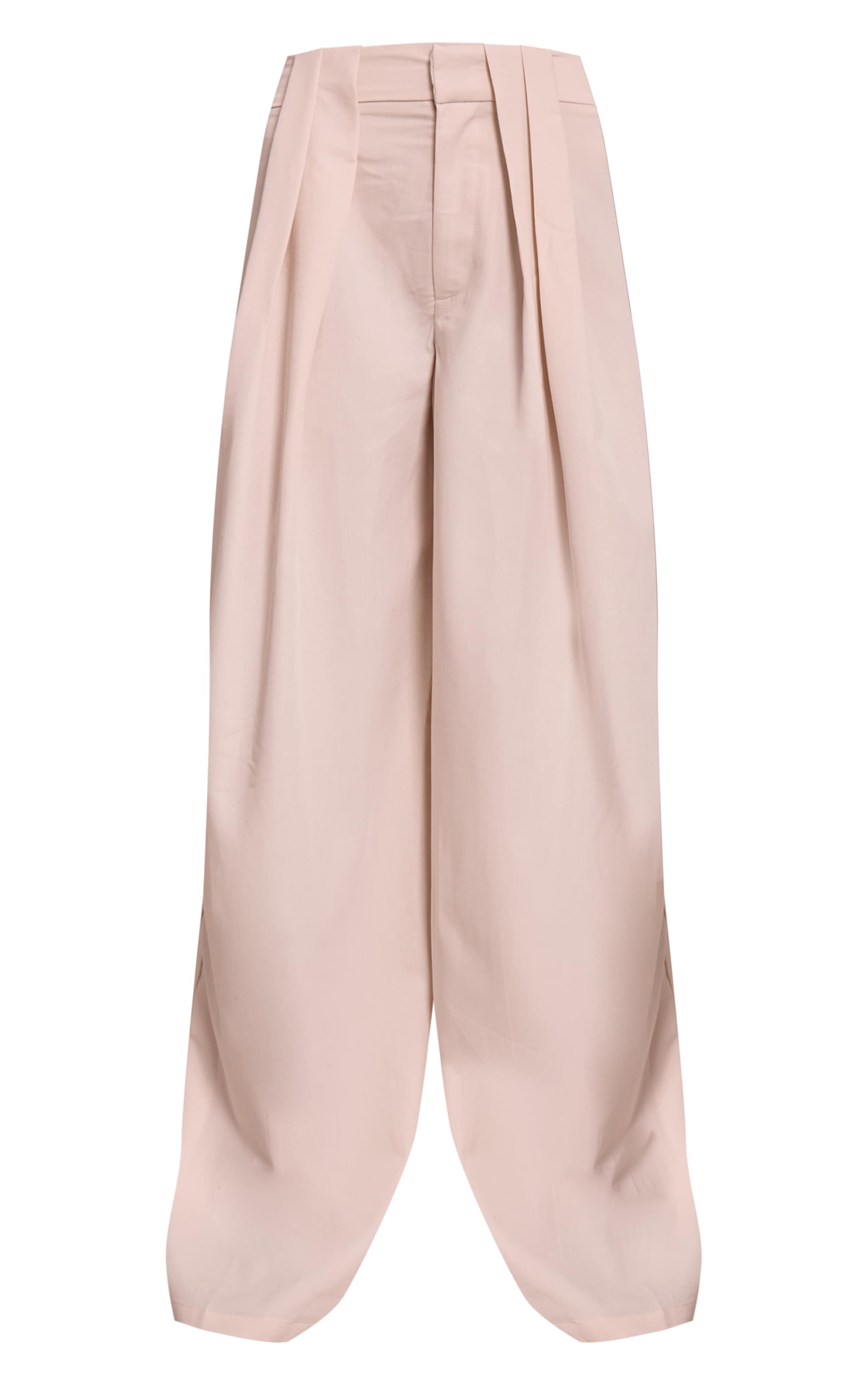 Cream Pleated Woven Wide Leg Pants image 5