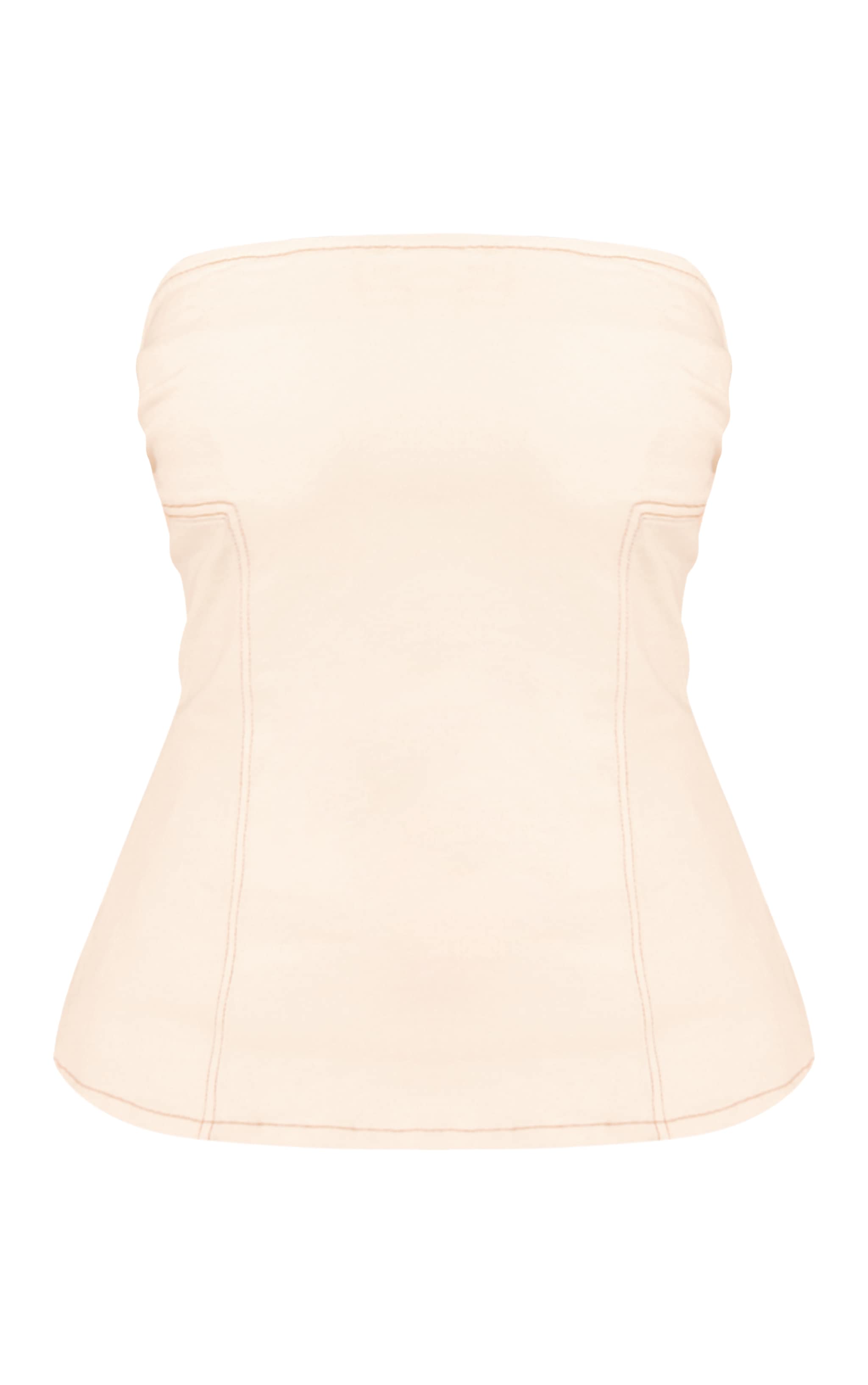Shape Top péplum en jean stretch écru à buste froncé image 5