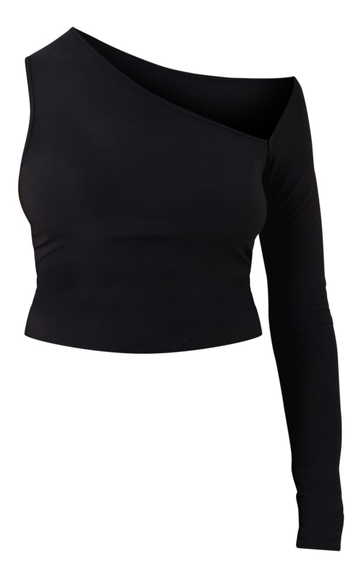 Black Slinky One Shoulder Top image 5
