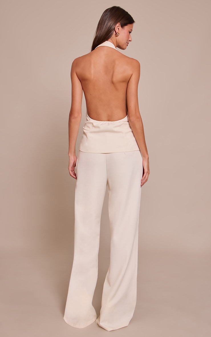 Cream Waist Coat Straight Leg Jumpsuit image 2