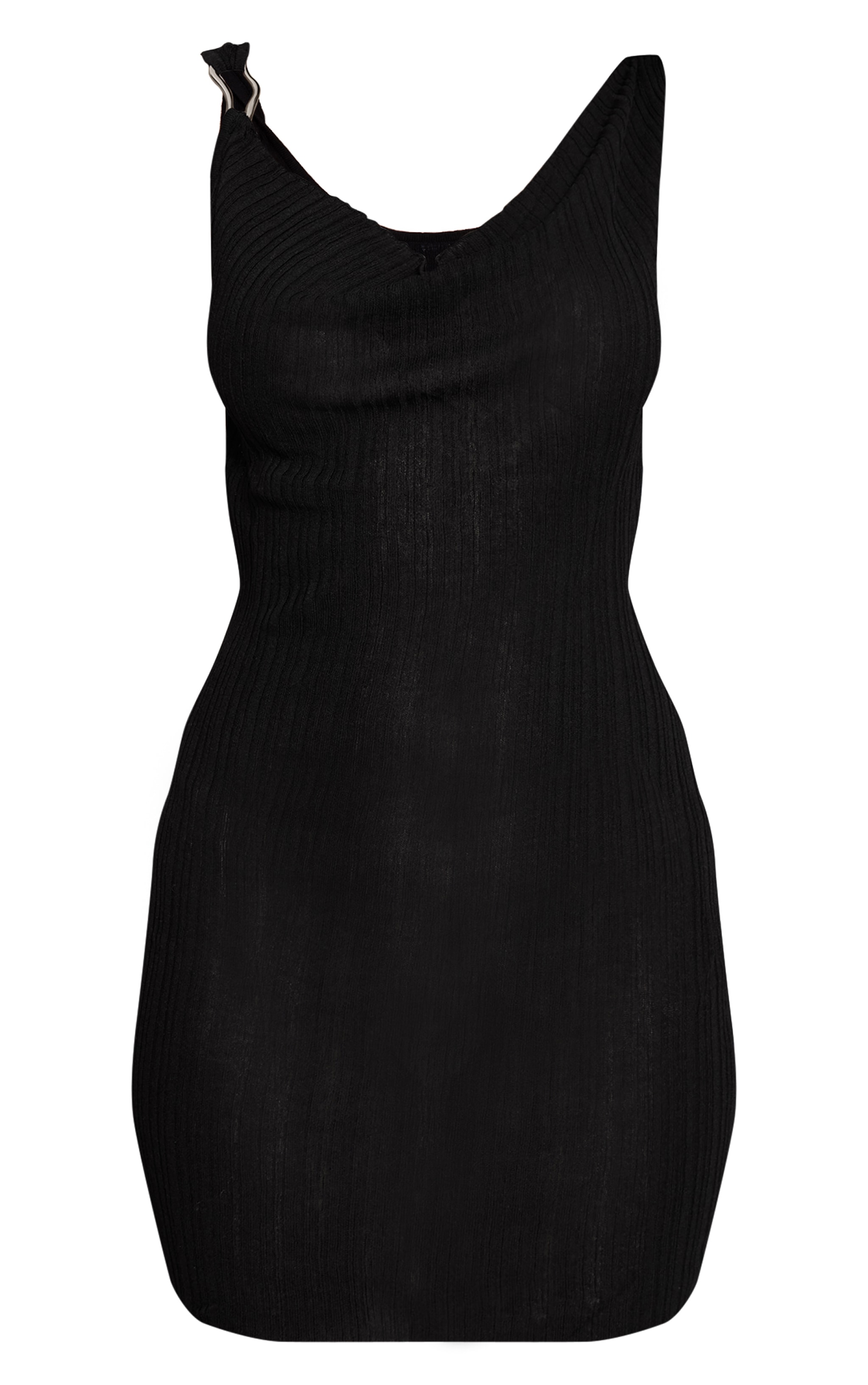 Mini robe en maille tricot noire à col bénitier et empiècement image 5