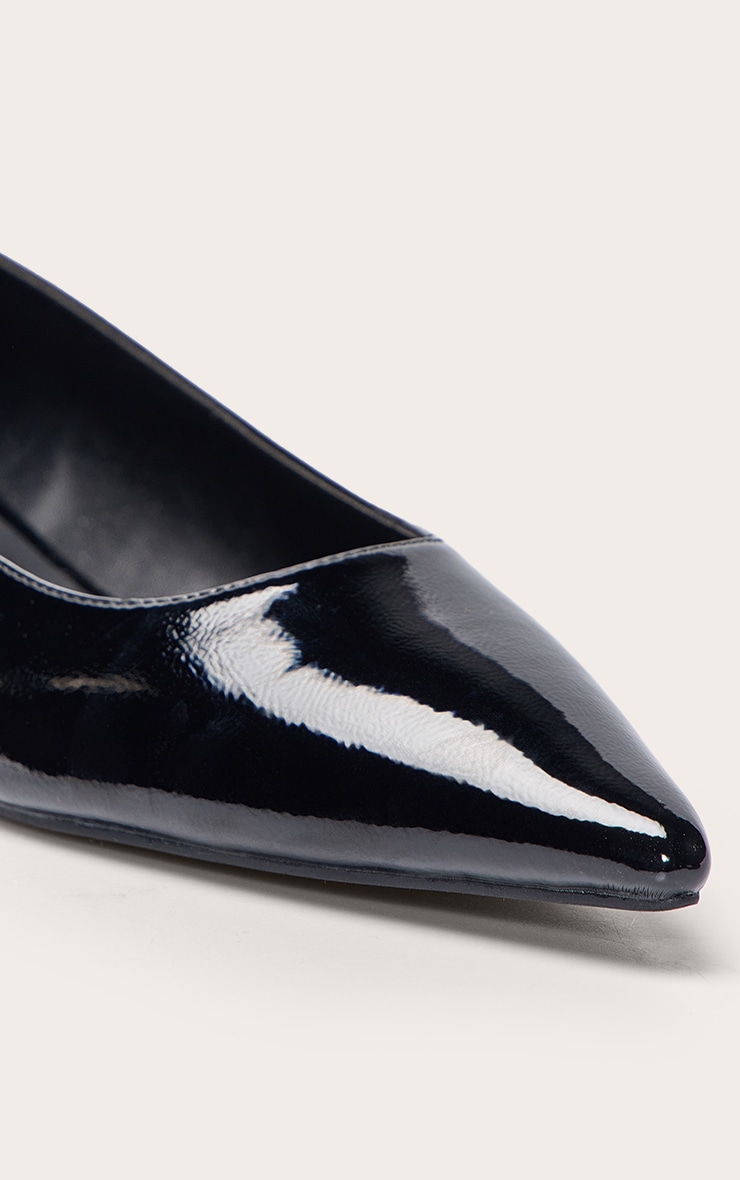 Black Crinkle PU Point Toe Ballet Flats image 5