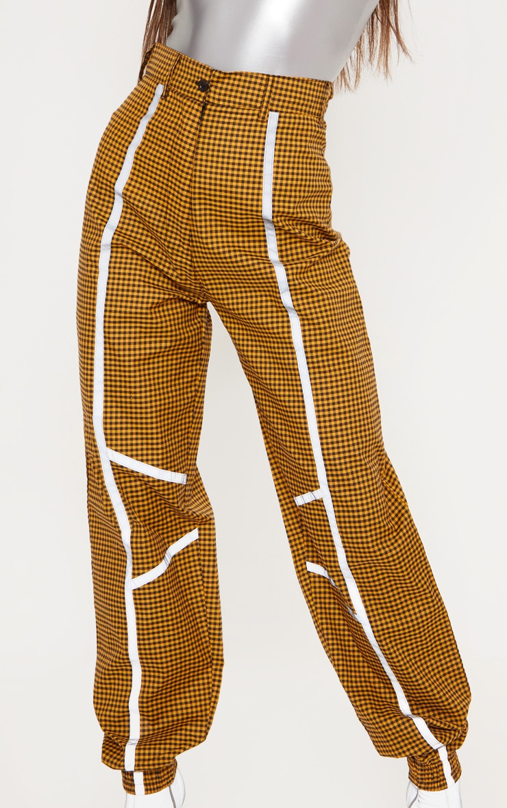 Mustard Check Reflective Check Track Pants PrettyLittleThing AUS