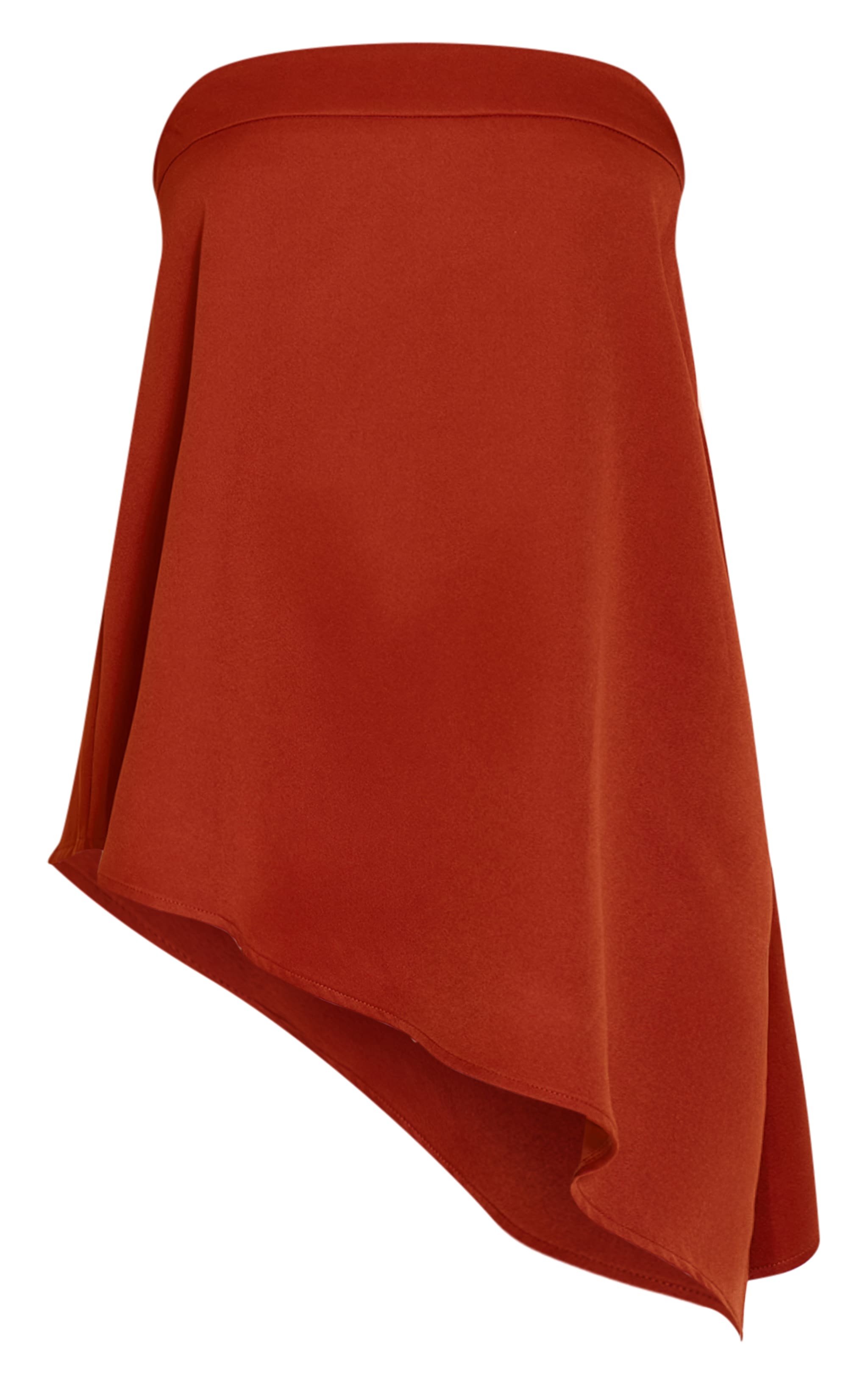 Burnt Orange Woven Bandeau Asymmetric Hem Floaty Long Top image 5