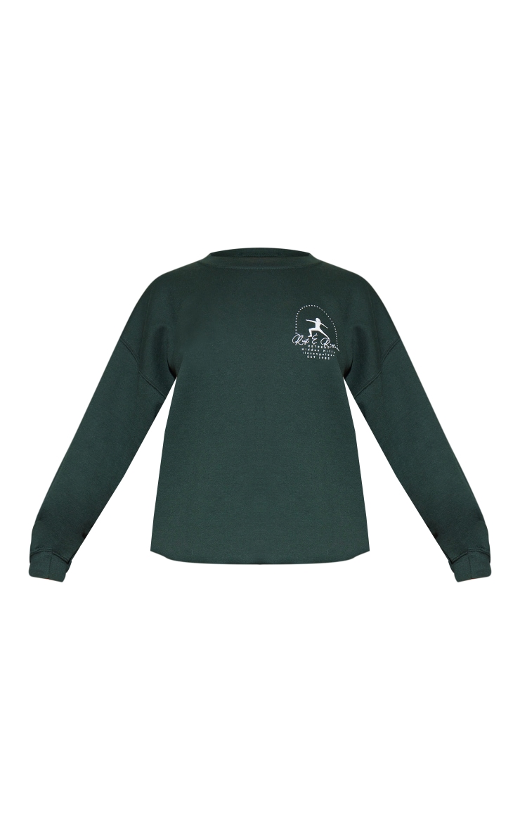 Forest Green Rest And Restoration Oversized Sweatshirt image 5