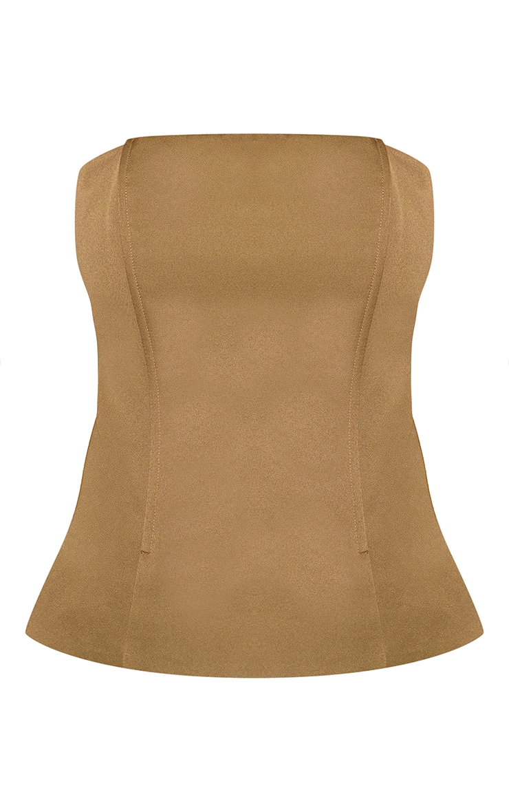 Khaki Stretch Woven Longline Bandeau image 5