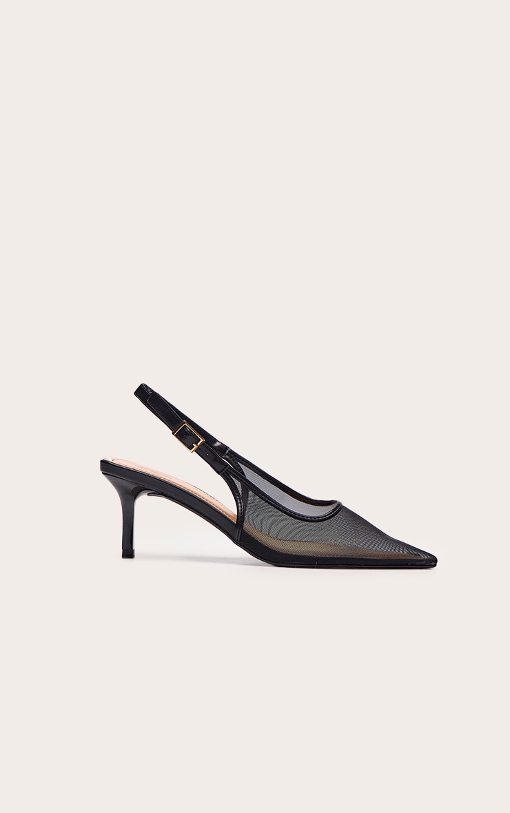 Talons pointus en mesh noir à bride derrière image 2