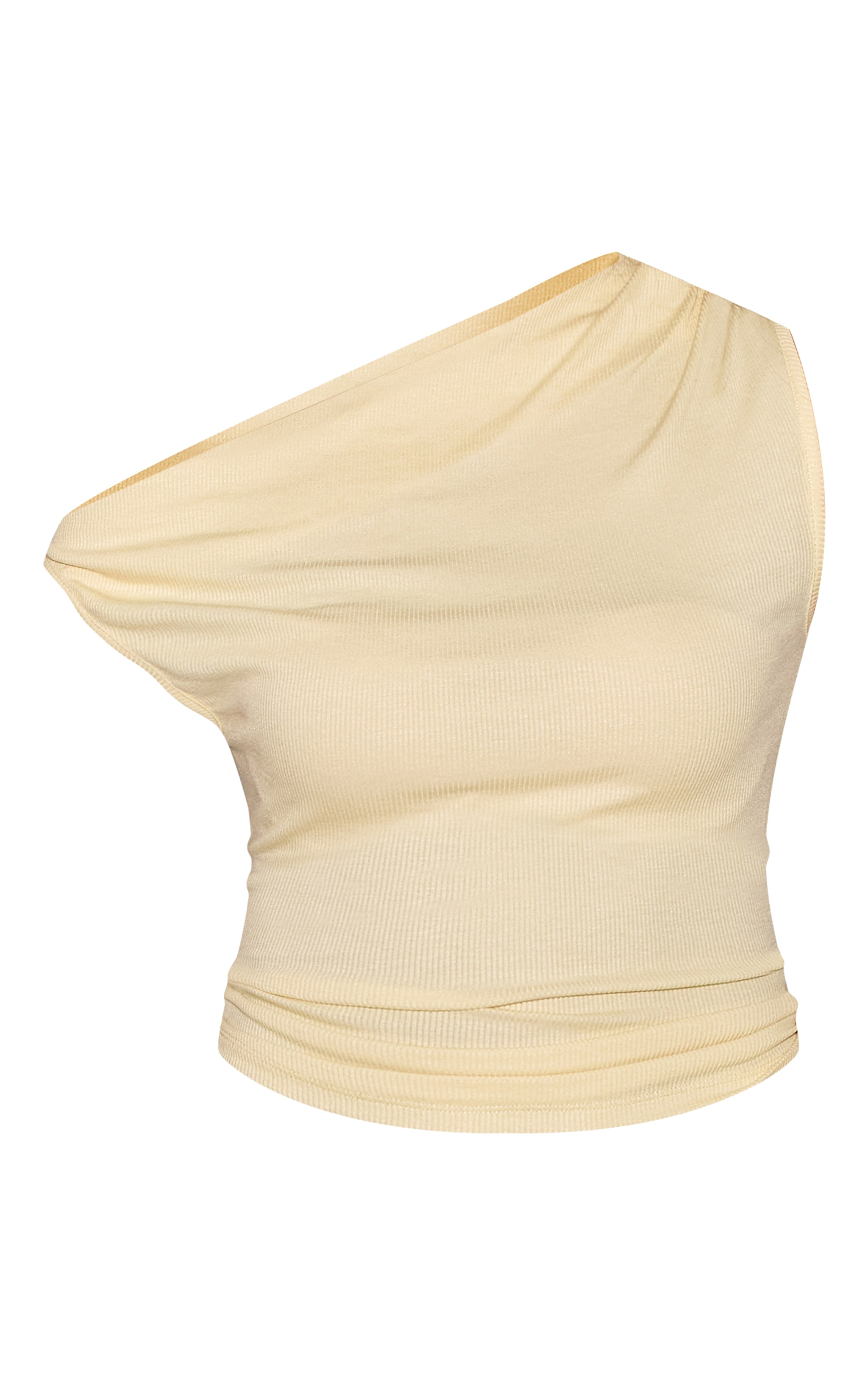 Buttermilk Soft Rib Asymmetric Drape Detail Sleeveless Top image 5
