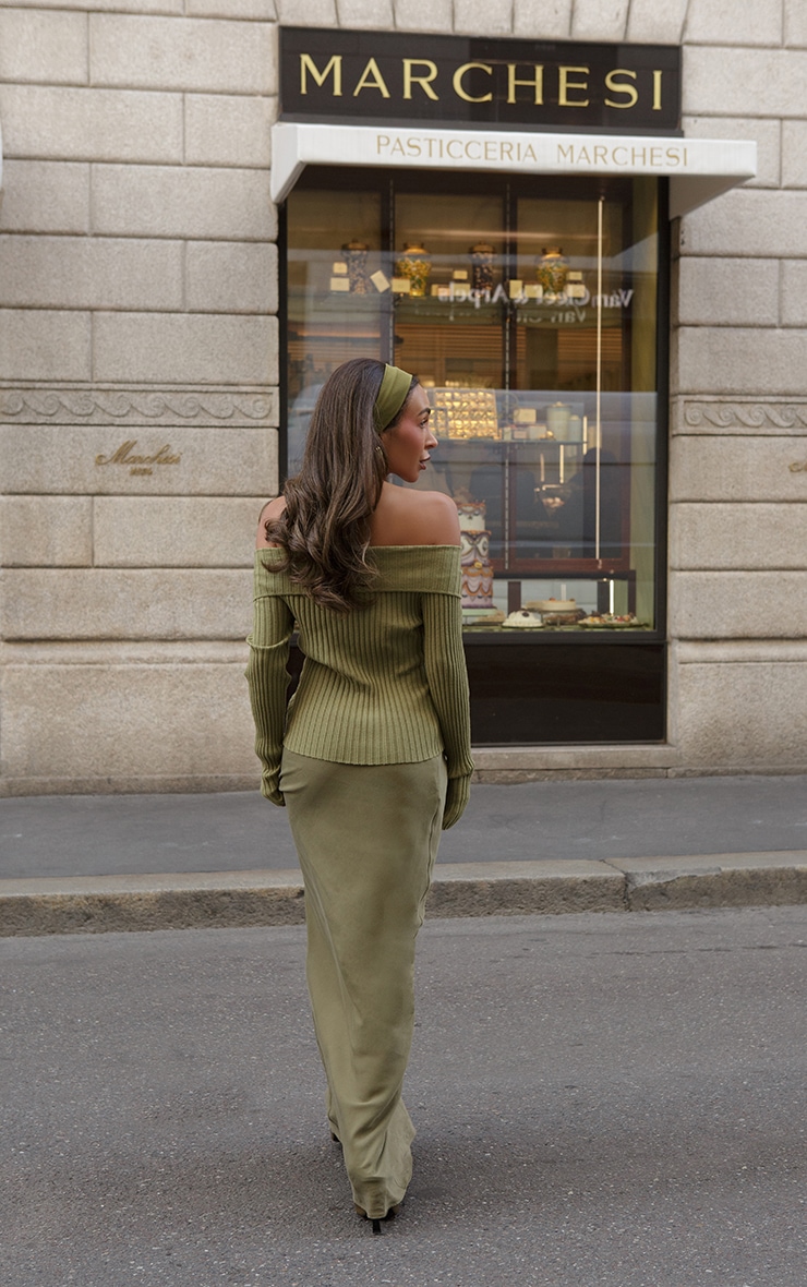 Olive Tencel Maxi Skirt image 2